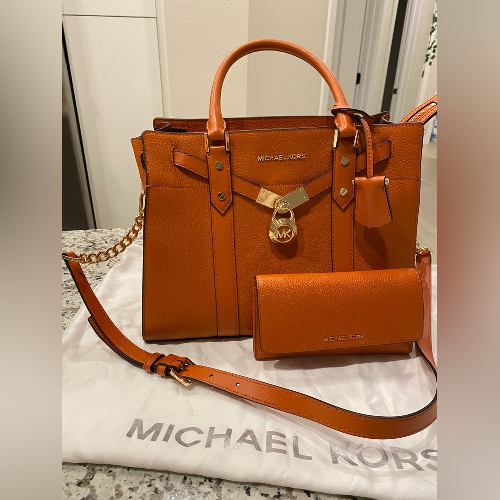 Orange Michael Kors Bag & Wallet set